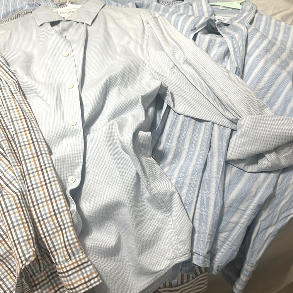 EUC MENS DRESS SHIRT BUNDLE OF 14 BUTTON UP ASSORTED SIZES : ALL NAME BRAND
